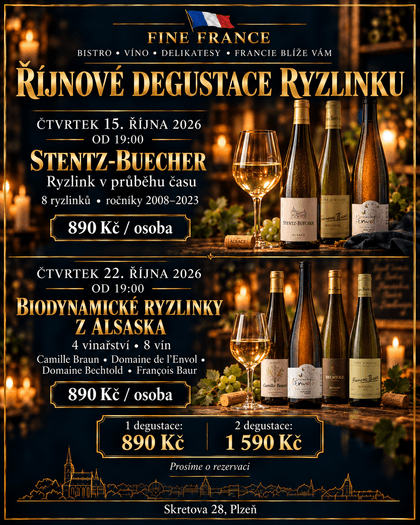 Čtvrtky 15. a 22. října : Duo ochutnávka: objevování alsaských ryzlinků